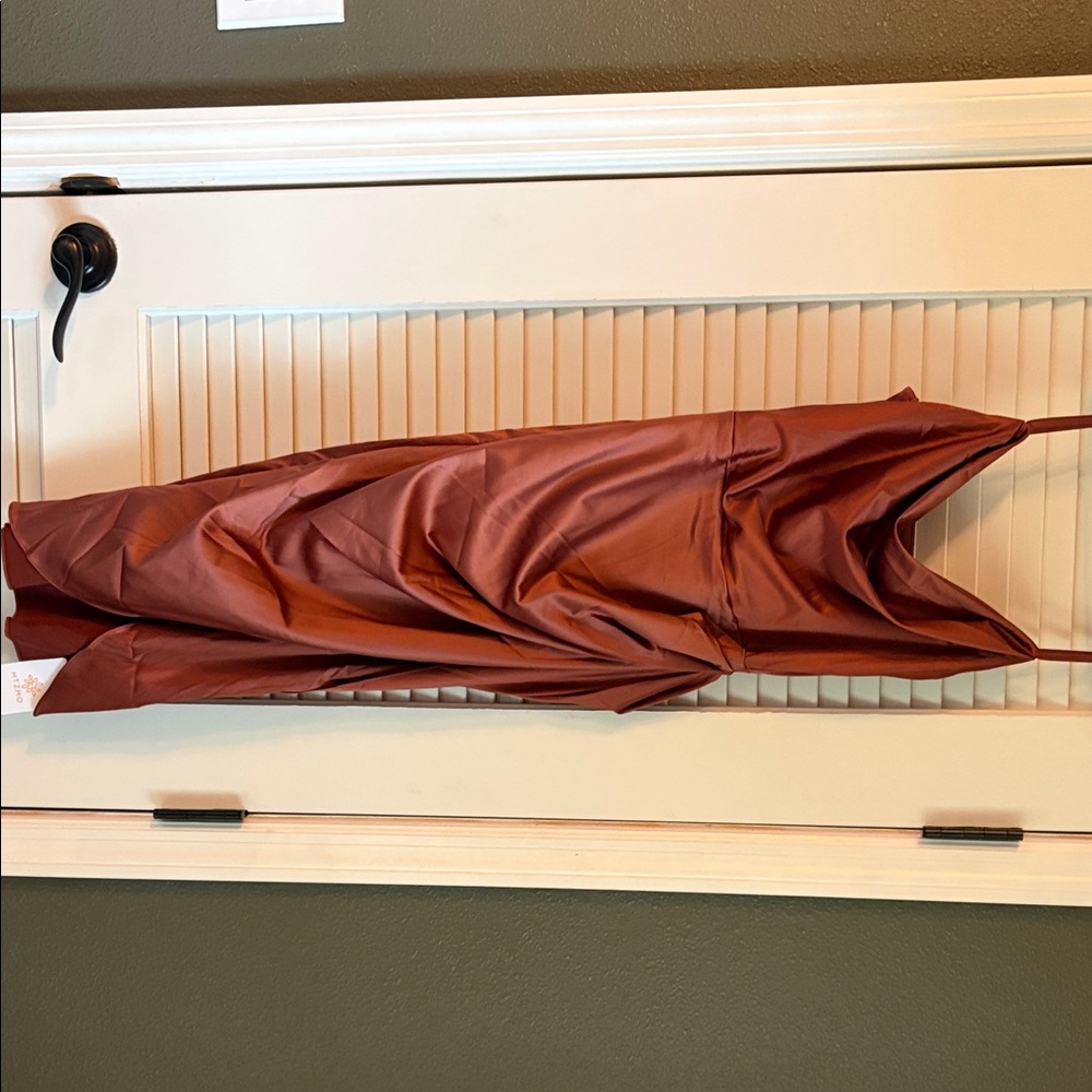 Rust Satin Slip Dress